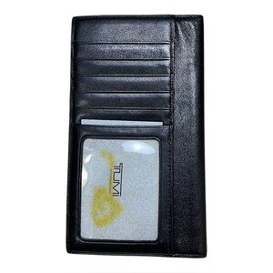 Black Smooth Leather Passport Card-Holder Long Wallet | TUMI